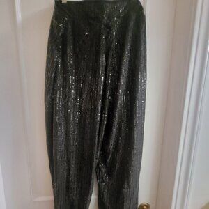Lily Morgan Black Sparkly Wide-Leg Festive Pants - Plus Size 3X